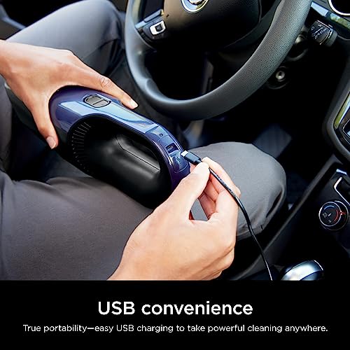 Shark Cyclone PET Handheld Vacuum | HyperVelocity Suction | Powerful Pet Hair, Home & Car Cleaning | USB Rechargable| Lightweight | Crevice Tool & Multi Surface Pet Tool | Navy Blue/Grey | CH701