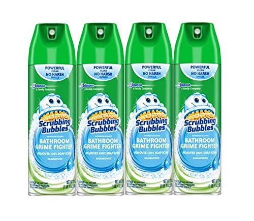Scrubbing Bubbles Bathroom Grime Fighter Aerosol, Rainshower, 20 Ounces - Pack of 4