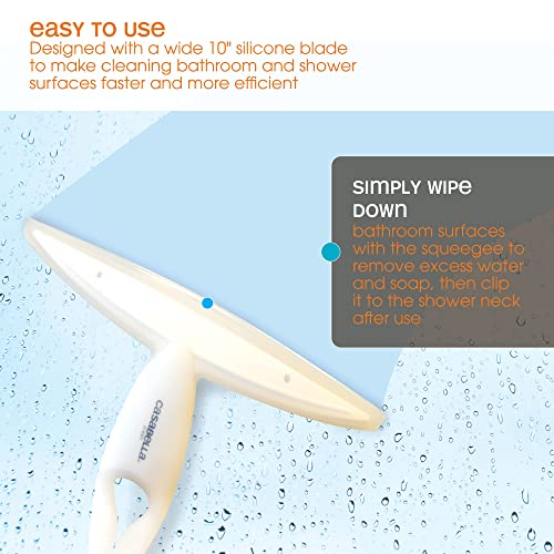 Casabella, White 44037 Clip on Silicone Squeegee, 10-1/8" x 1-1/4" x 6-3/4" h