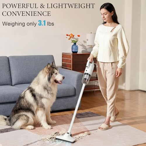 Trunera Lightweight Corded Stick Vacuum Cleaner, 2-in-1 Handheld Vacuum with Floor Brush & Crevice Tool, 13 ft Power Cord, HEPA Filter, Ideal for Apartments, Dorm Rooms, and Everyday Home Cleaning