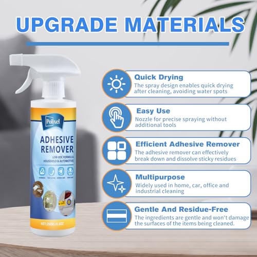 POLIXEL Adhesive Remover for Car - Goo & Glue Remover Sticker & Decal Residue Cleaner for Car Paint, Glass, Metal & Plastic - Removes Glue, Tape, Tar, Label & Sticky Gunk - 6.8oz