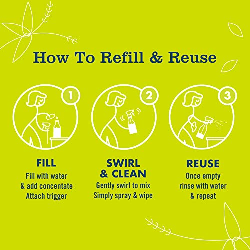 MRS. MEYER'S CLEAN DAY Multi-Surface Everyday Cleaner Concentrated Refills, 4 Concentrated Refills (2 Fl. Oz. each), Lemon Verbena Scent, Makes 64 Fl. Oz. Total