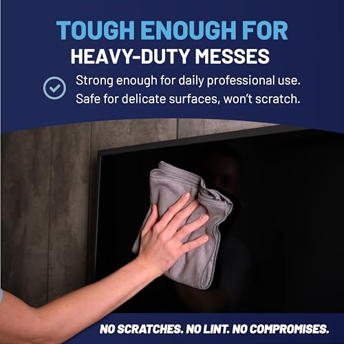 MW PRO Premium Microfiber Cleaning Cloths (12 Pack, 12x12, Grey) - Streak Free Stainless Steel & Glass Towels - Ultra Soft Cleaning Cloths for Screens, Granite & Modern Home - Washable & Reusable