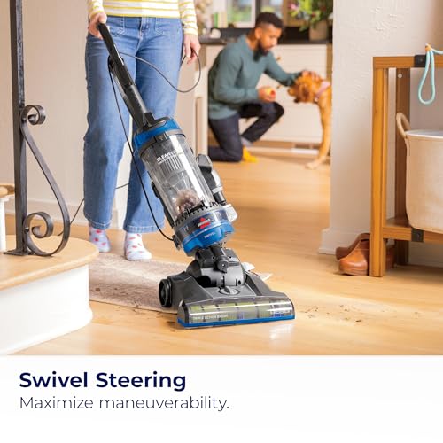 Bissell CleanView Swivel Rewind Vacuum with Automatic Cord Rewind, TurboEraser Upholstery Tool, Triple Action Brush Roll, Swivel Steering, Extension Wand, Easy-Empty Dirt Tank, Multi-Cyclonic Suction