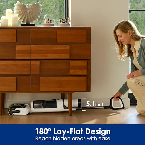 Tineco Floor ONE Stretch S6 Cordless Wet Dry Vacuum Cleaner, 180°Lay-Flat Smart Vacuum Mop, 40 Minutes Long Runtime 158℉ Flashdry Self-Cleaning, Dual-Sided Edge Cleaning Lightweight Floor Cleaner