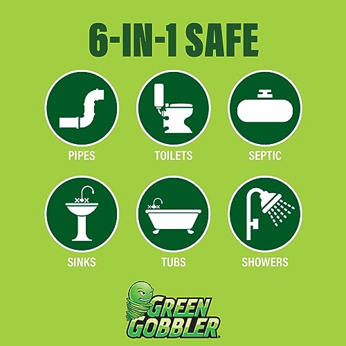 Green Gobbler Drain Clog Dissolver | Powerful Liquid Drain Opener & Toilet Clog Remover | Safe for Pipes & Septic | 2 Pack