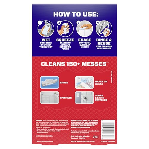Mr. Clean Magic Eraser Sponge, All Purpose Cleaner, Cleaning Scrubber, Wall, Sneaker, Kitchen, Bathroom, Shower Cleaner, Cleaning Supplies, Melamine Sponge, Cleaning Pads, Extra Durable, 9ct