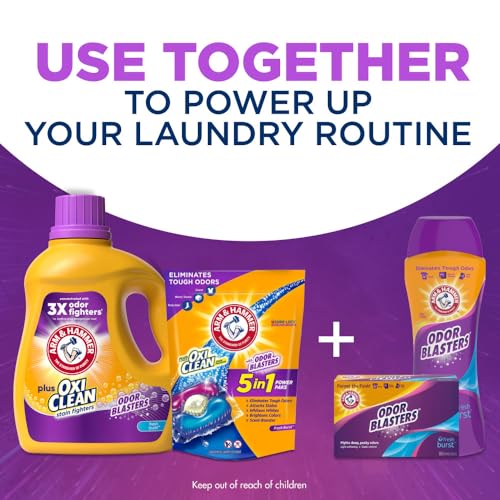 Arm and Hammer, Plus OxiClean Odor Blasters Fresh Burst, 77 Loads Liquid Laundry Detergent, 100.5 Fl Oz