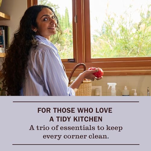 Mrs. MEYER'S Clean Day Kitchen Basics Gift Set, Basil Scent Cleaning Supplies, includes Dish Soap, Hand Soap and Multi Surface Cleaner
