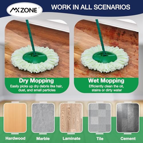 3 Pack Mop Head Replacement for Libman Tornado, Spin Mop Replacement Head ONLY Compatible with Libman, Easy to Replace, Machine Washable, Green and White (NOT for Old Version)