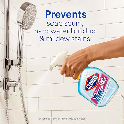 Clorox Plus Tilex Daily Shower Cleaner, Bleach-Free Bathroom Cleaner Spray, Safe for Most Tubs and Countertops, 32 fl. oz. Spray Bottle, Pack of 3
