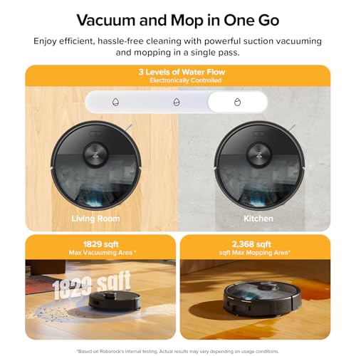 roborock Q7 M5+ Robot Vacuum and Mop, Upgraded from Q5 Max+, Up to 7-9 Weeks Self-Empty, 10000Pa Suction, Dual Anti-Tangle System for Pet Hair & Carpet, PreciSense LiDAR Navigation, App Control, Black