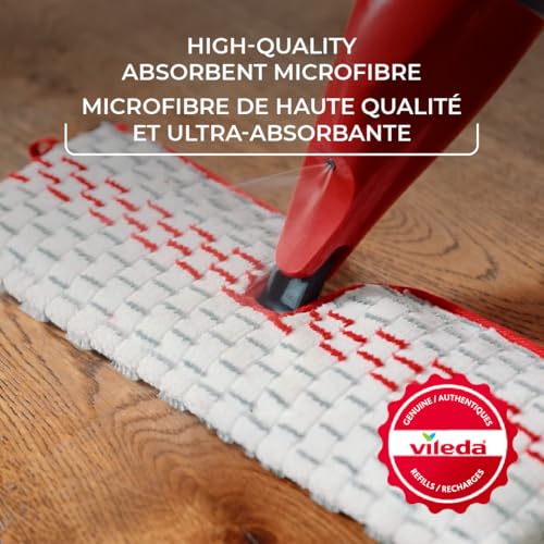 Vileda Promist Max Spray Mop - 360 Degree Swivel, Red, Cotton Head, Multiple Surfaces