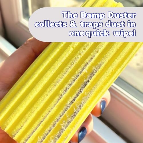 Scrub Daddy Damp Duster, Multipurpose Dusters for Cleaning - Wooden & Venetian Blind Cleaner Tool, Ridged Wet Dust Sponge for Skirting Board, Radiator, Blinds & Mirrors, Home Cleaning Products, Pink