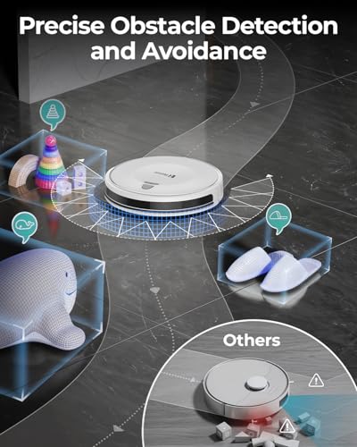 Redroad Robot Vacuums,10KPa Robotic Vacuum Cleaner with Mapping,Lidar Navigation&Obstacle Avoidance,150mins Robot Vacuum with App/Alexa/Remote,Tangle-Free Pet Hair,Self-Charging (White)