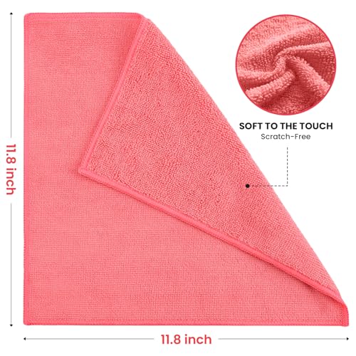 SIFANGKE Microfiber Cleaning Cloth, 12 Pack Assorted Color Cleaning Rags for Housekeeping, Colorful Reusable Microfiber Towels for Car, Kitchen, Bathroom and Household Cleaning Supplies, 11.8"X11.8"