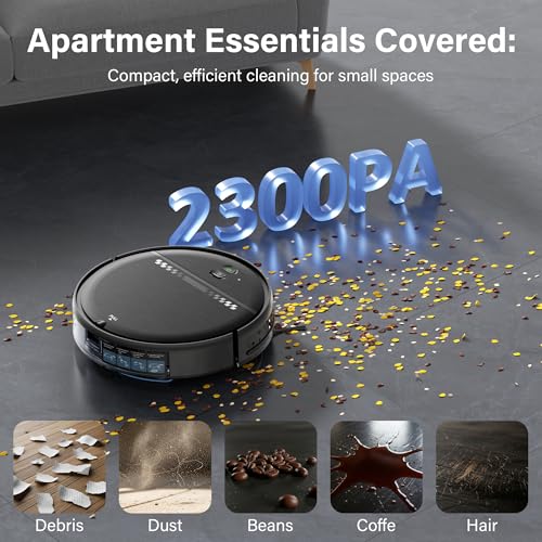 ZC WAS Robot Vacuum and Mop for Pet Hair, 2-in-1 Robot Vacuum Cleaner for Hard Floors&Carpets with 2.87'' Slim Design, Wi-Fi/App/Voice Control, 3D Obstacle Avoidance & Self-Charging