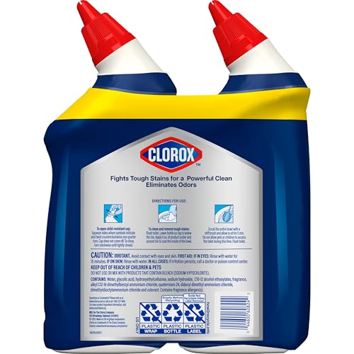 Clorox Toilet Bowl Cleaner Heavy-Duty Gel, Arctic Clean, Bleach-Free Stain Remover, Kills 99.9% of Germs, 24 oz, Pack of 12