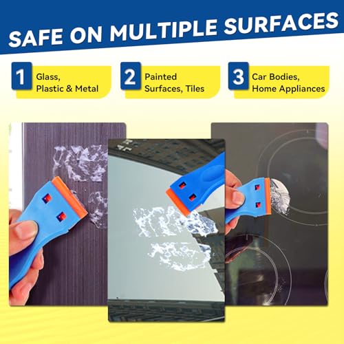 Tiepetly Adhesive Remover Spray 4.06oz, Sticker Remover with Plastic Scraper & 10 Blades, for Tape, Labels, Silicone, Gum & Wax Residue, Safe on Glass, Metal, Plastic (120, Grams)