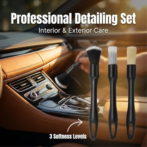 Poejeh 8-Piece Car Interior & Exterior Cleaning Kit - 160g Gel (128% More Than 70g), Boars Hair Brushes, Ultra-Soft Detail Brush, Microfiber Cloths, Duster | for Auto/Truck/SUV