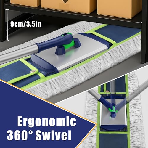 Enspoway 41" Commercial Dust Mop: Large Push Broom Wide Industrial Heavy Duty Hardwood Dry Sweeping Mop with 2 Pads Long Handle for Janitor Indoor Warehouse Gym Cleaning