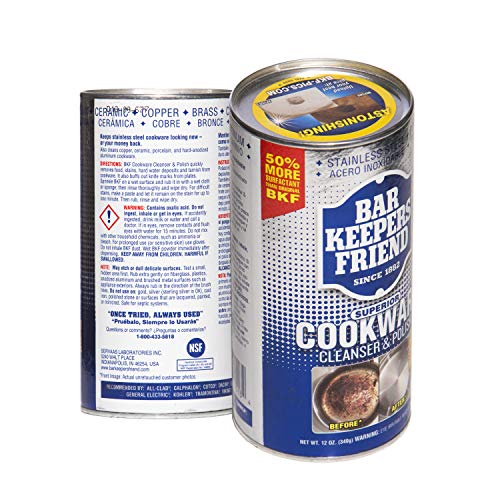 Bar Keepers Friend Cookware Cleanser & Polish (12 oz) - Cleaner, Degreaser & Stain-Remover - for Use on Stainless Steel and Copper Pots, Pans and Utensils, Glass Casserole Dishes and More (6)