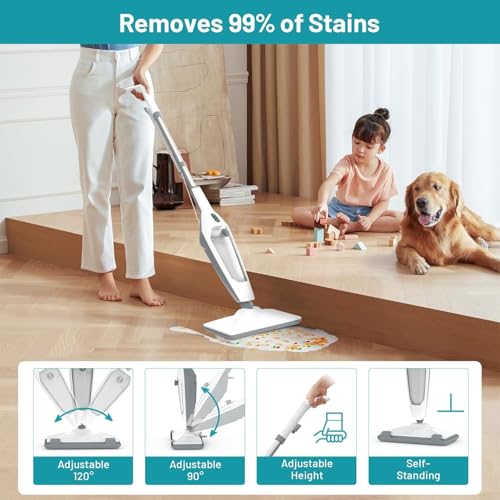 PEEH Steam Mop for Floor Cleaning, 12 in 1 Handheld Steam Cleaner for Home, Floor Steamer for Hardwood Windows Tile Laminate Shutter & Clothes with Attachments (grey)