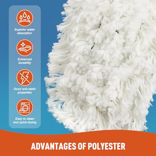 CLEANHOME 24" Commercial Dust Mop for Floor Cleaning, Heavy Duty Sweeper Broom with 2 Microfiber Mop Pads, Wet and Dry Duster Sweeper Broom for Marble, Laminate, Hardwood Floor Cleaning ,Grey