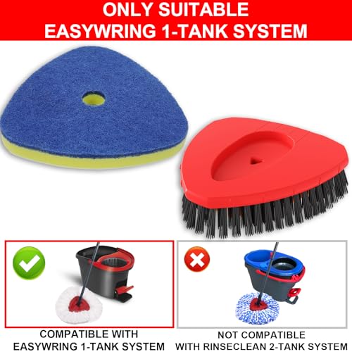 Spin Mop Replacement Head Compatible with O Cedar EasyWring 1 Tank,Scrubber Heads,Scrub Brush Attachment for Bathroom,Kitchen and Various of Hard Floors