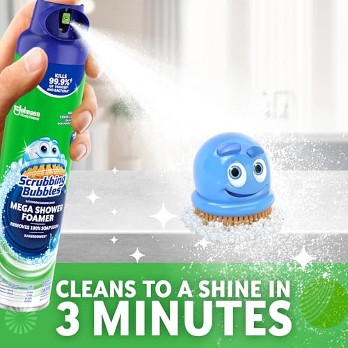 Scrubbing Bubbles Mega Shower Foamer and Disinfectant Aerosol, Rainshower, 20 oz,(Pack of 8)