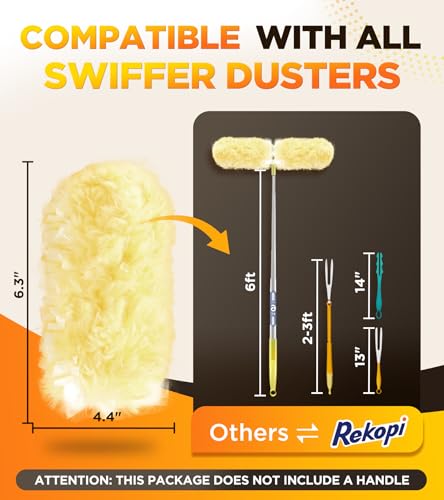 Heavy Duty Duster Refills for Swiffer, Multisurface 360° Larger Size Dusters with 4X Microfibers (Yellow, 60 Count)