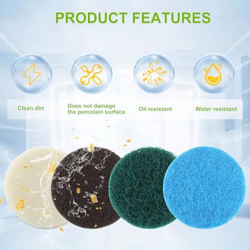 EPLZON 16pcs Electric Cleaning Brush Pad Set 4 Foam Pads 4 Kitchen Mats 4 Performance Pads 4 Microfibre Pads fit for Dremel Versa Cleaning Brush