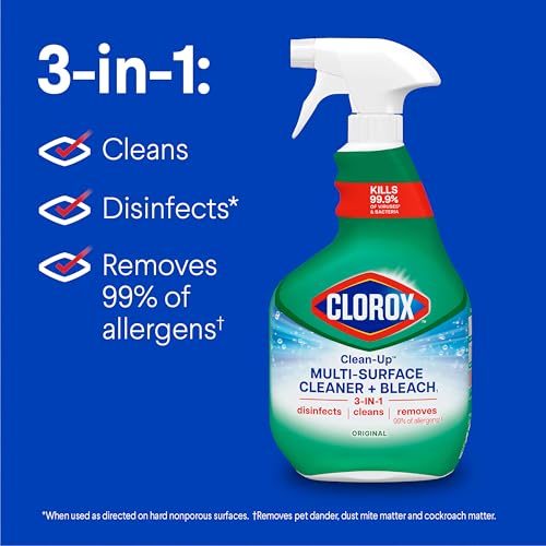 Clorox Clean-Up Multi-Surface Cleaner with Bleach, Original, Spray Bottle, Cleans Dirt and Grime Off Most Surfaces and Countertops, Kills 99.9 Percent of Virtuses and Bacteria, 32 fl. oz., Pack of 3
