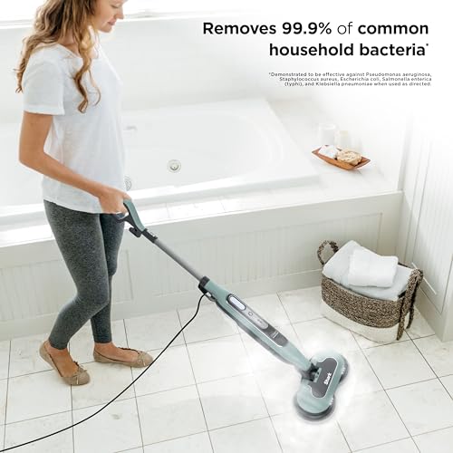 Shark Steam & Scrub Steam Mop, All-in-One Scrubbing and Sanitizing Hard Floor Cleaner, LED Headlights, 4 Dirt Grip Soft Scrub Pads Included, XL Water Tank, Swivel Steering, Hawaiian Grey, S8001