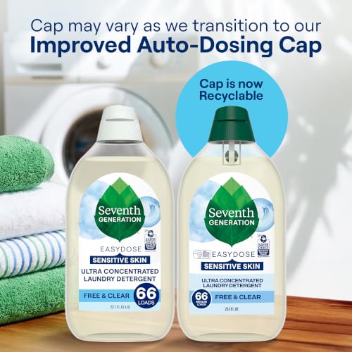 Seventh Generation EasyDose Laundry Detergent, Ultra Concentrated: 66 Loads, Free & Clear Designed for Sensitive Skin, 23.1 Fl Oz