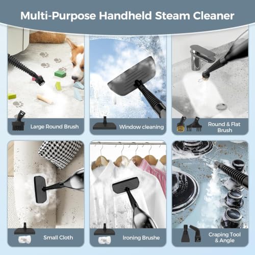 Seyomi Steam Mop, 12-in-1 Powerful Handheld Steam Cleaner Detachable Steam Mops for Floor Cleaning, 565ML Removable Tank, 23FT Power Cable, MultiPurpose Steamer for Hardwood, Tile, Grout, Furniture