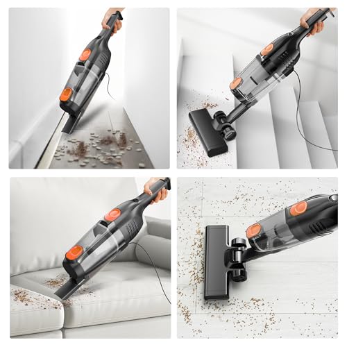 Vazone R6X Corded Stick Vacuum Cleaners for Home, 20Kpa Powerful Suction Stick Vacuum with 16Ft Cord, 2 in 1 Lightweight Handheld Vacuum Cleaner for Hardwood Floor Pet Hair