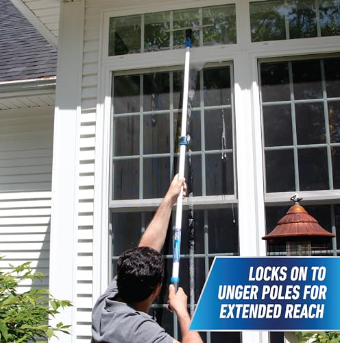 Unger Connect and Clean 16” Performance Window and Glass Cleaning Squeegee with Replacement Rubber, Cleaning Supplies, Heavy Duty Household Cleaner Tools with Streak-Free Results
