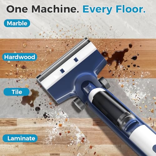 KMFurnila Wet Dry Vacuum Cleaner, Cordless Floor Washer, Vacuum and Mop All in One with Auto Self-Cleaning, Dual Water Tank & Tangle-Free Brush Design, Dual-Edge Cleaning, Up to 35-Minute Runtime