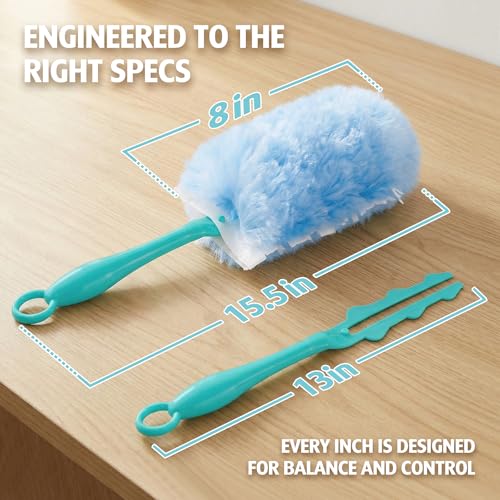 Duster Refill for Swiffer Duster, 30 Count Heavy Duty 2 Side 360° Duster Refills with 1 Handle, 4X Microfibers, Disposable Multi Surface Dusters for Cleaning
