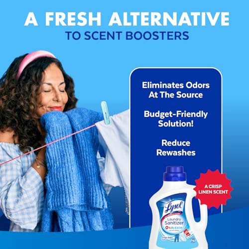 Lysol Laundry Sanitizer Additive, Bacteria-Causing Laundry Odor Eliminator, Detergent Additive, Crisp Linen, 90oz