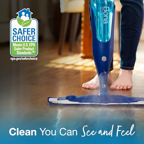 Bona PowerPlus Premium Motion Spray Mop for Hardwood Floors - Includes PowerPlus Hardwood Floor Cleaning Solution and PowerPlus Microfiber Cleaning Pad - Vibrating Spray Mop for Wood Floors