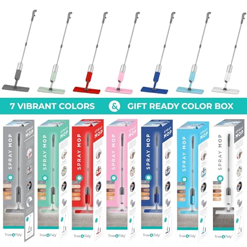 True & Tidy® SPRAY-250 Multi-Surface Spray Mop with 490ml Refillable Water Bottle for Floor Cleaning, Works on Wood, Tile, Marble etc, Use Any Cleaning Solution, Machine Washable Microfiber Mop Pads