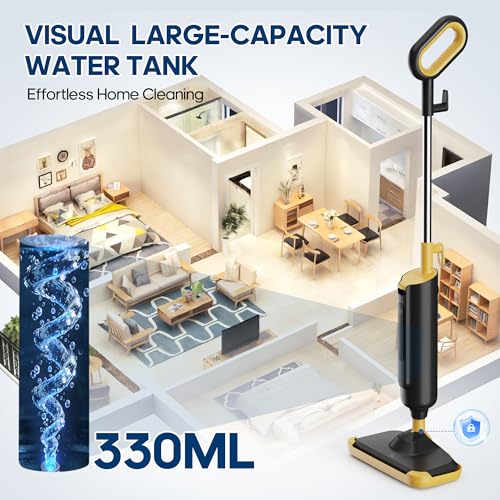 NEWBULIG Steam Mop for Hardwood/Tile/Carpet, Lightweight Steamer Cleaner for Floor Cleaning with 330ML Water Tank, Heats Up in 30 Seconds，16.4 FT Cord and 2 Washable Pads