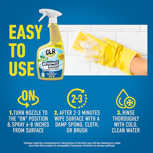 CLR Brilliant Bath Foaming Bathroom Cleaner Spray - For Use On Toilet, Bath, Shower, Sink, Glass, Stainless Steel - Fresh Scent, 26 Fl Ounce Bottle (Pack of 4)