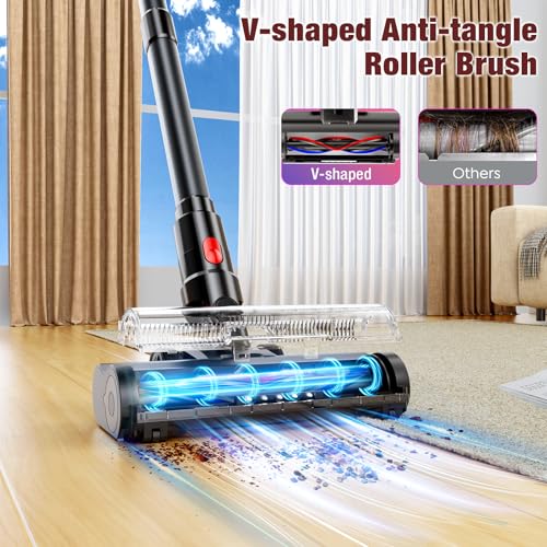 Zyxrona Cordless Vacuum Cleaner, 450W 40Kpa Stick Vacuum with Powerful Suction, 50Mins Vacuum Cleaners for Home, Anti-Tangle Brush, 8 in 1 Lightweight Vacuum for Hard Wood Floor Carpet Pet