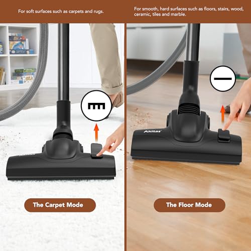 Akitas C11WT Bagged Canister Vacuum Cleaner, Wessel Turbo Brush for Pet Hair (Cat & Dog), HEPA Filtration, 33ft Cleaning Radius, with Retractable Cord and Wide Parquet Brush