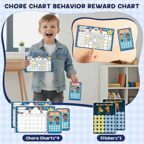 Kids Spray Mop - Chores Chart Set Montessori Cleaning Toy Set with Real Water Sprayer 2PCS Washable Pads and 10PCS Disposable Mop Pads for Ages 3-8 (Blue)