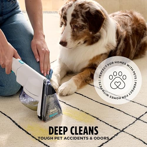 Shark CarpetXpert | Upright Carpet, Area Rug & Upholstery Cleaner | Carpet Shampooer with StainStriker Handheld Tough Stain Eliminator | Removes Tough Stains & Odors | 3 Cleaning Tools | White | EX201