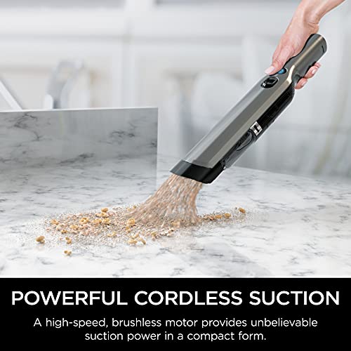 Shark WV201 WANDVAC Handheld Vacuum, Lightweight at 1.4 Pounds with Powerful Suction, Charging Dock, Single Touch Empty and Detachable Dust Cup,Graphite, Slate